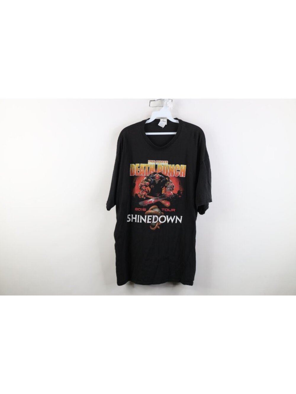 Y2K Mens 2XL XXL 2016 Tour Five Finger Death Punch Shinedown Band T-Shirt Black